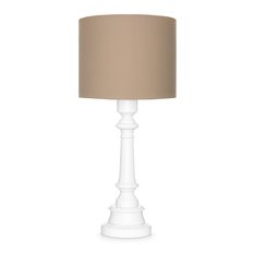 Lampa stołowa CLASSIC 25x25x55 cm  beżowa drewno białe