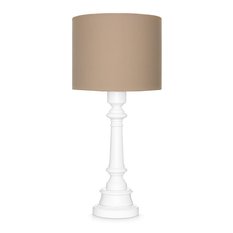 Lampa stołowa CLASSIC 25x25x55 cm  beżowa drewno białe - Miniaturka zdjęcia nr 1