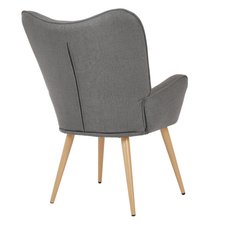 Fotel uszak tapicerowany wypoczynkowy 69x63x89 cm do salonu biura nogi dąb, szary - Miniaturka zdjęcia nr 5
