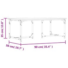 Stolik kawowy 90x50x35 cm przydymiony dąb elegancki do salonu - Miniaturka zdjęcia nr 8