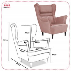 Zestaw wypoczynkowy ZOJA sofa + 2 fotele + 2 podnóżki pudrowy róż do salonu  - Miniaturka zdjęcia nr 6