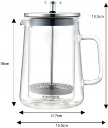 Szklany ZAPARZACZ TŁOKOWY Do HERBATY Ziół KAWY French Press 600ml 7685 - Miniaturka zdjęcia nr 4