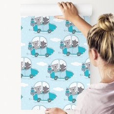 Tapeta Do Pokoju Dzieci Misie Wilki AUTKA Chmurki 53x1000  - Miniaturka zdjęcia nr 3