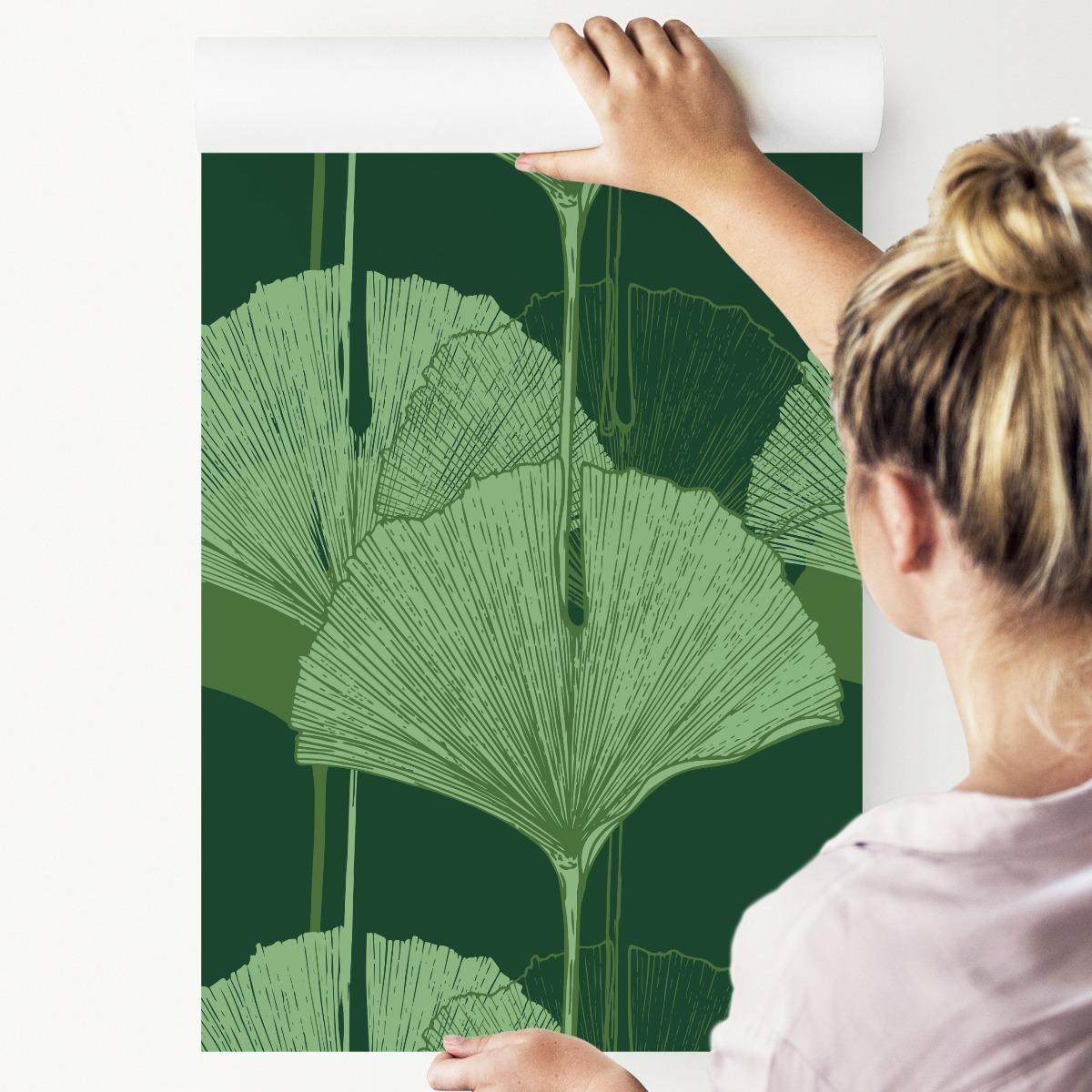 Tapeta zielone liście natura przyroda do salonu  nr. 3