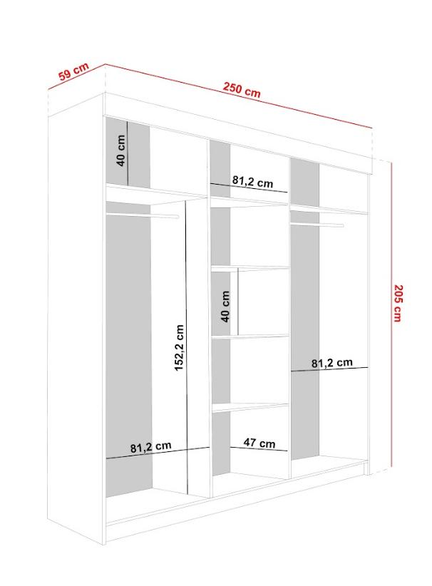 Szafa przesuwna Lamaro 200x205x59 cm z lustrem dwudrzwiowa do sypialni brązowa  nr. 3