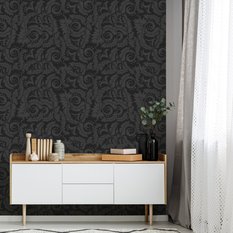 Tapeta do Salonu Wzór Szare LIŚCIE Kwiaty Ozdoba  - Miniaturka zdjęcia nr 3