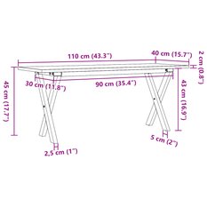 Stolik kawowy 110x40x45 cm nogi w kształcie litery X lite drewno do salonu - Miniaturka zdjęcia nr 10