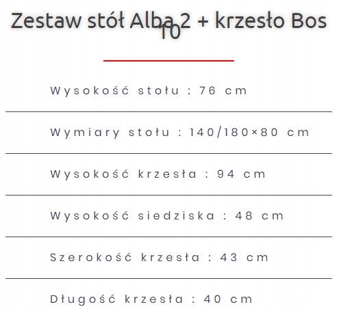 Zestaw do jadalni stół ALBA 120/150x80 cm rozkładany + 4 krzesła BOS buk naturalny biały blat nr. 4