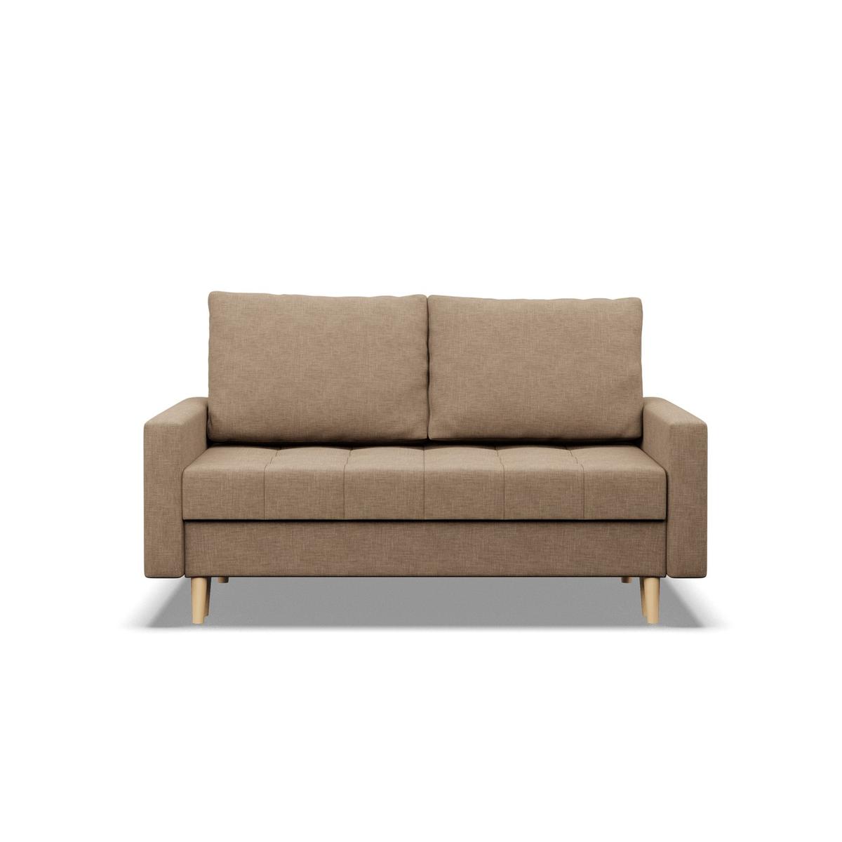 Sofa ELMA 152x88x92 cm  2-osobowa skandynawska rozkładana z pojemnikiem na nóżkach do salonu sprężyna bonell beżowa nr. 4