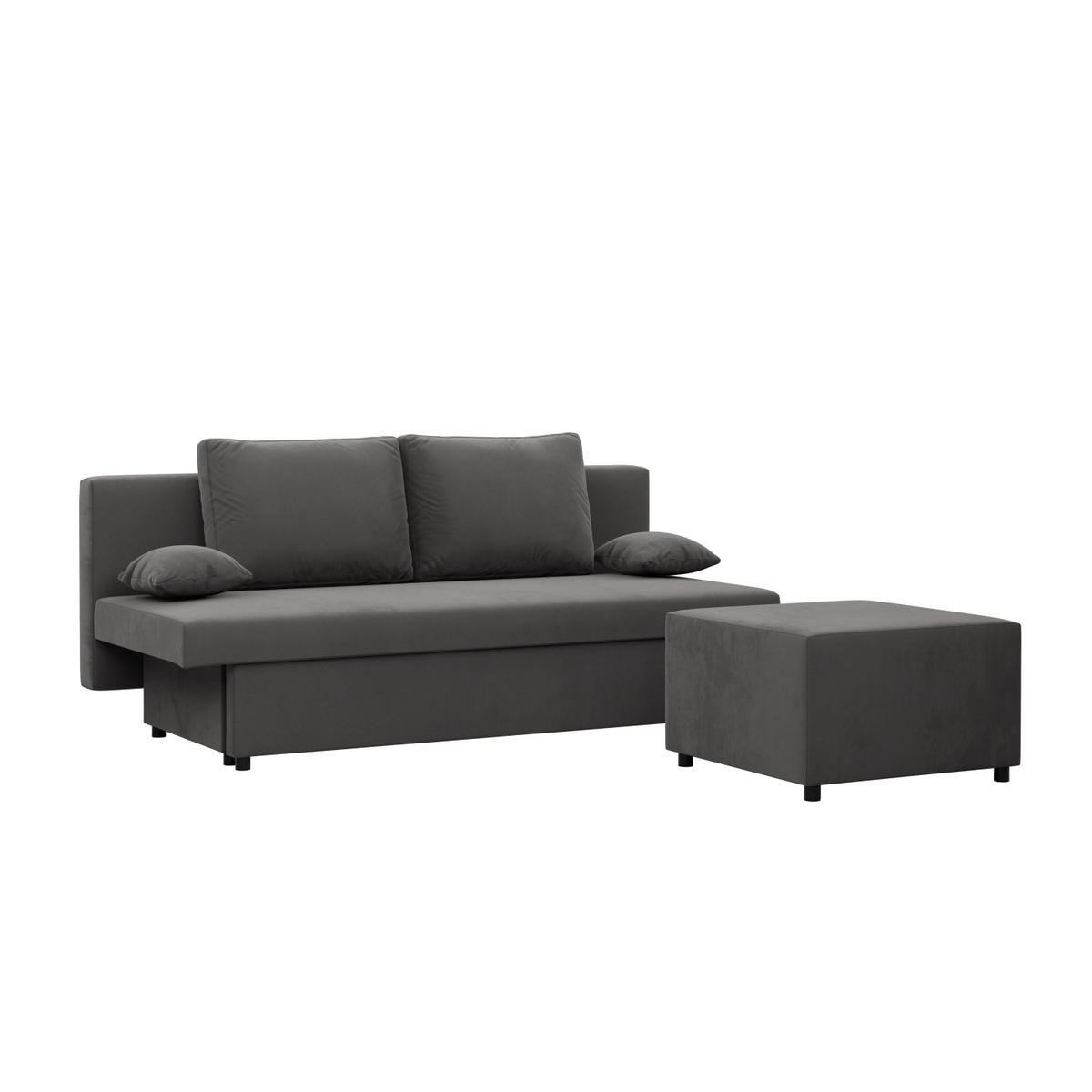 Kanapa 3-osobowa NOLA 191x92x91 cm sofa rozkładana z pojemnikiem sprężyna bonell do pokoju do salonu szara nr. 9