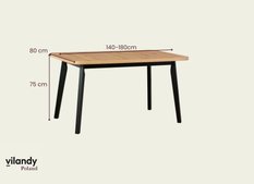 Stół drewniany rozkładany Freedom Dąb Artisan z czarnymi nogami 140/180 cm - Miniaturka zdjęcia nr 5