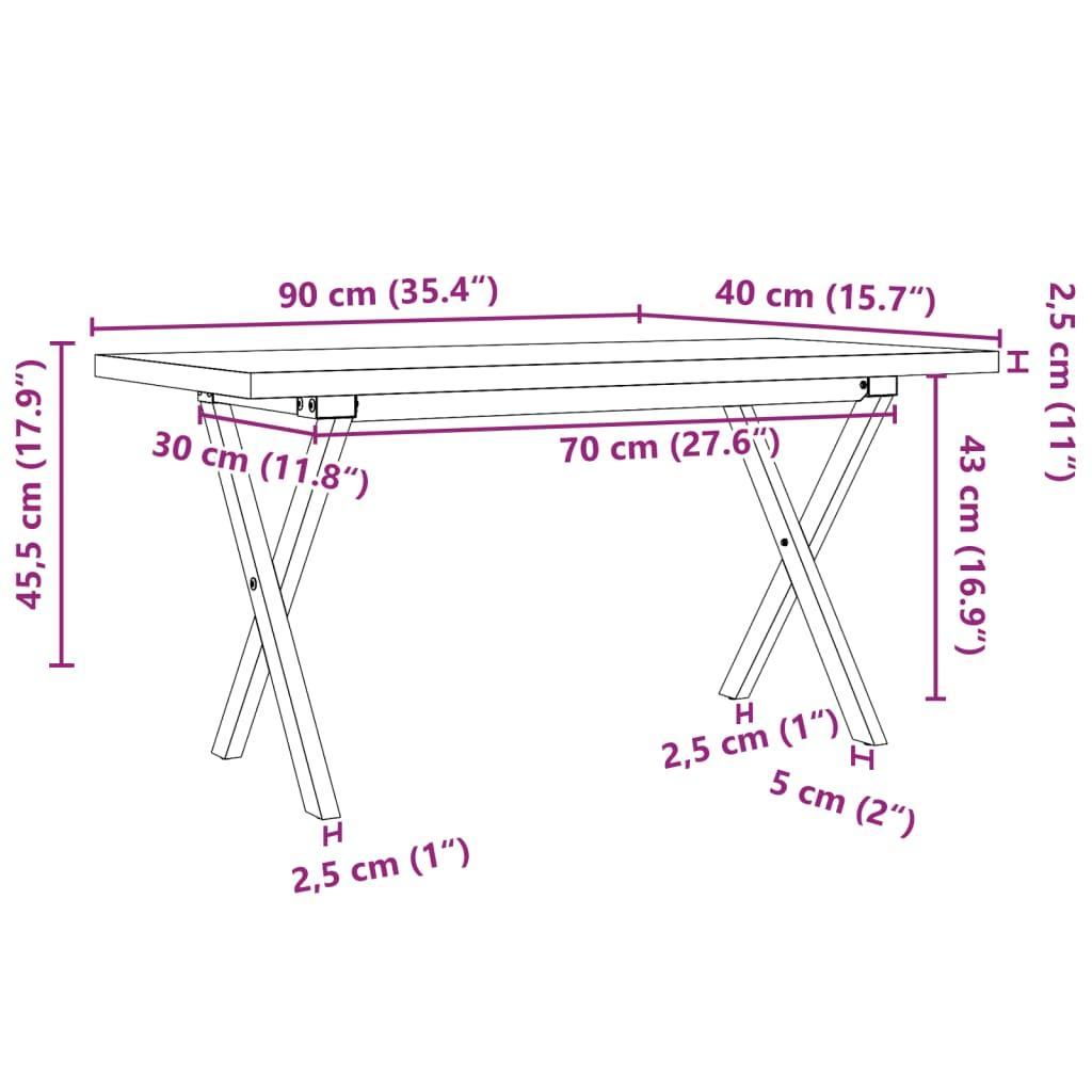 Stolik kawowy 90x40x45,5 cm nogi w kształcie litery X lite drewno do salonu nr. 10