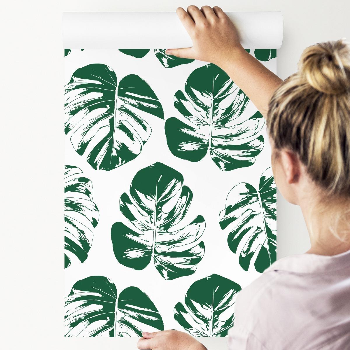 Tapeta liście zieleń monstera rośliny do salonu  nr. 5