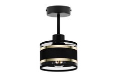 Lampa sufitowa 15 x 15 x 26 cm jednopunktowy spot gwint E27 czarna z czarnym abażuremdo salonu - Miniaturka zdjęcia nr 2