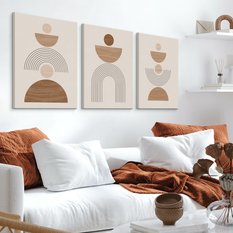 Obrazy Na Ścianę Set Minimalistyczny Wzór Styl Boho Abstrakcja 90x40cm - Miniaturka zdjęcia nr 5