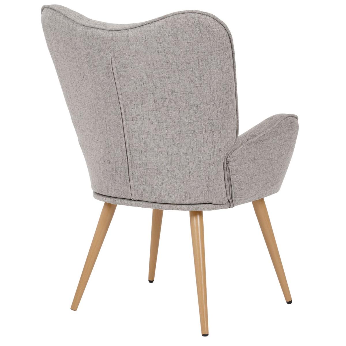Fotel uszak tapicerowany wypoczynkowy 69x63x89 cm do salonu biura nogi dąb, jasnoszary nr. 6