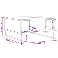 Stolik kawowy 60x60x30 cm z przestronnymi półkami biały o wysokim połysku do salonu - Miniaturka zdjęcia nr 9