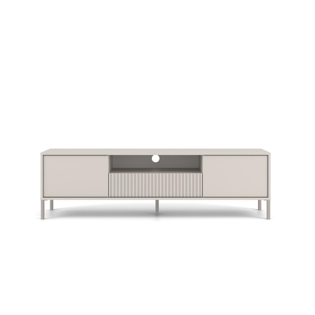 Szafka RTV KAMARO 47x164x40 cm  kaszmir beż lamele front ryflowany + klasyczny nr. 9