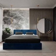 Łóżko tapicerowane do sypialni basic 120x200x88 cm granatowe - Miniaturka zdjęcia nr 6