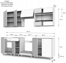 Zestaw mebli kuchennych Capri 260 cm szafki kuchenne górne dolne dąb evoke/czarna z blatem District Dark - Miniaturka zdjęcia nr 5