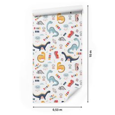 Tapeta do pokoju dziecka kolorowe dinozaury chmury  - Miniaturka zdjęcia nr 2