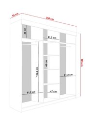 Szafa przesuwna Lamaro 200x205x59 cm z lustrem dwudrzwiowa do sypialni art deco grafit antracyt  - Miniaturka zdjęcia nr 3