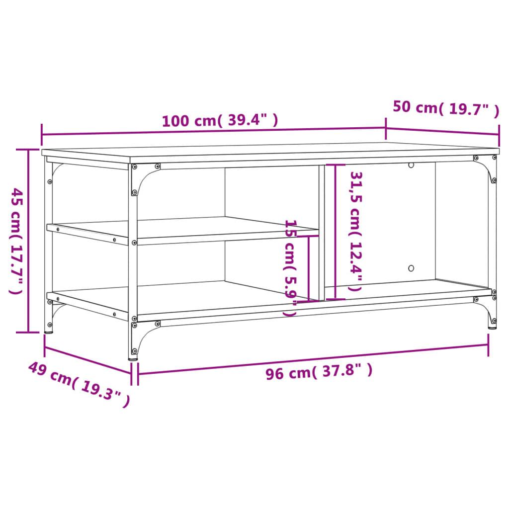 Stolik kawowy 100x50x45 cm z przestronnymi półkami brązowy dąb do salonu nr. 9