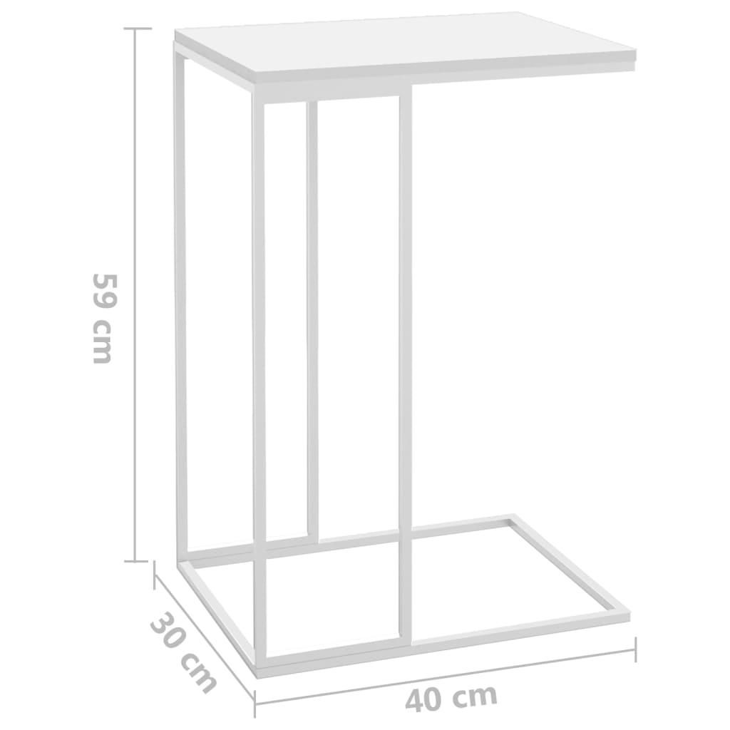 Stolik kawowy 40x30x59 cm boczny na metalowej ramie biały do salonu nr. 7