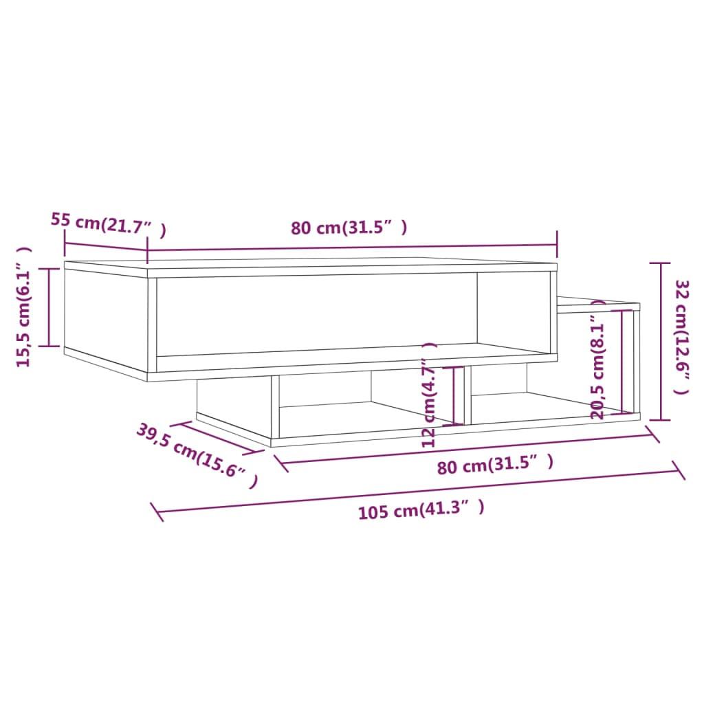 Stolik kawowy 105x55x32 cm z przestronnymi półkami brązowy dąb do salonu nr. 6