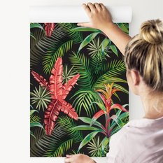 Tapeta Tropikalne LIŚCIE Palmowe Egzotyczne Kwiaty 53x1000 - Miniaturka zdjęcia nr 7