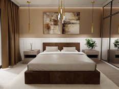 Łóżko tapicerowane do sypialni 180x200x100 cm podwójne z pojemnikiem modne brązowe - Miniaturka zdjęcia nr 6