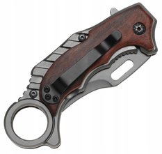 Nóż myśliwski 18 cm / 7 cm scyzoryk karambit składany turystyczny survivalowy brązowy - Miniaturka zdjęcia nr 5