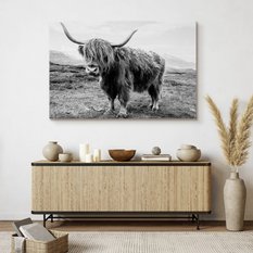 Obraz Do Salonu Krowa Szkocka Krajobraz  30x20 Klify Czarno-Biały Canvas - Miniaturka zdjęcia nr 7