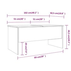 Stolik kawowy 102x50,5x46,5 cm z ukrytym schowkiem pod rozkładanym blatem brązowy dąb do salonu - Miniaturka zdjęcia nr 9