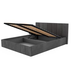 Łóżko tapicerowane 160x200 premium z pojemnikiem do sypialni grafitowe wezgłowie 107 cm - Miniaturka zdjęcia nr 11