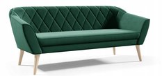 Sofa GLORIA 176x57x70 cm trzyosobowa  w stylu skandynawskim welur MANILA niebieska do salonu - Miniaturka zdjęcia nr 4