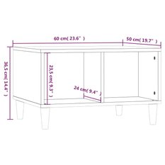 Stolik kawowy 60x50x36,5 cm z dwoma przestronnymi przegrodami czarny do salonu - Miniaturka zdjęcia nr 8