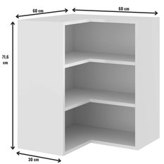 Korpus szafka kuchenna górna 60x72x30 cm narożna z akcesoriami biały do pokoju - Miniaturka zdjęcia nr 2