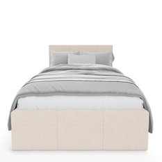 Łóżko Pojedyncze 90x200cm łóżko tapicerowane z pojemnikiem kremowe do sypialni wezgłowie 88 cm - Miniaturka zdjęcia nr 6