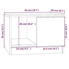 Stolik kawowy 50x50x36 cm z półką z drzwiczkami przydymiony dąb do salonu - Miniaturka zdjęcia nr 8