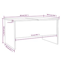 Stolik kawowy 80x50x42,5 cm z rozkładanym blatem ze schowkiem szarość betonu do salonu - Miniaturka zdjęcia nr 9