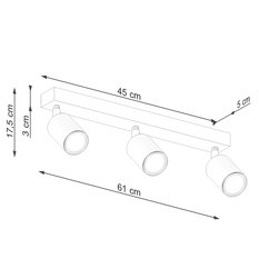 Plafon VERDO 3 17,5x45x61 cm zwis sufitowy 3-punktowy GU10 loft nowoczesna lampa sufitowa drewno naturalne biały - Miniaturka zdjęcia nr 5