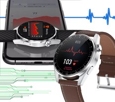 Smartwatch Rubicon RNCE78 , koperta 53x45x12 mm z wyświetlaczem TFT IPS 1.32"wymienne paski skórzany i silikonowy, IP67, Bluetooth Call. - Miniaturka zdjęcia nr 9