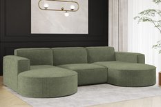 Sofa MODENA STUDIO 299x165x78 cm w kształcie U bez funkcji spania do salonu NORDIC oliwkowa - Miniaturka zdjęcia nr 2