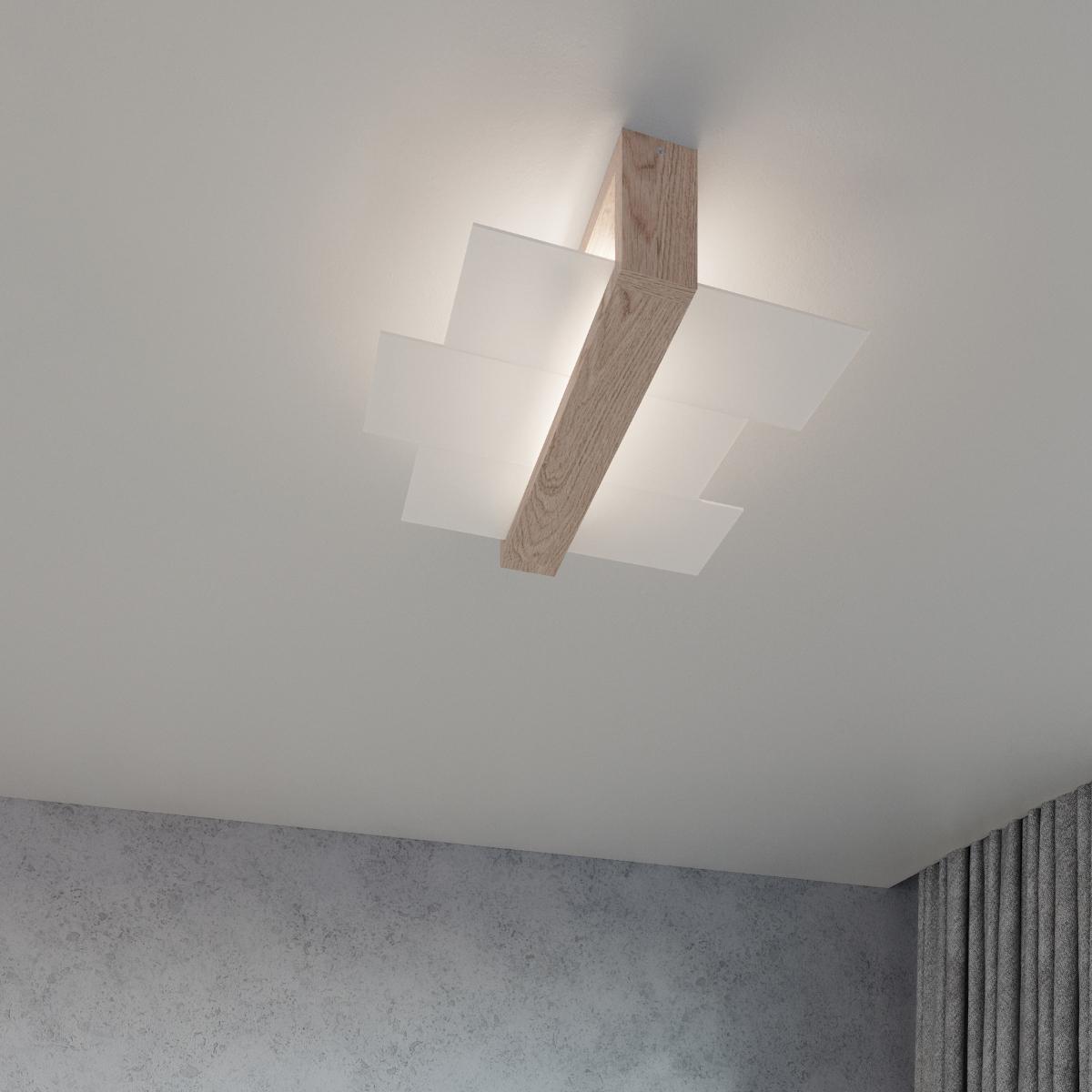 Plafon FENIKS 2 naturalne drewno 12x43x43cm nowoczesna lampa E27 do salonu nr. 8