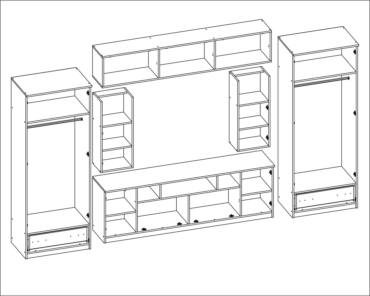 Meblościanka z szafą TAJGA 370x210x53 cm zestaw mebli do salonu RTV Sonoma jasna Dąb grand  nr. 3