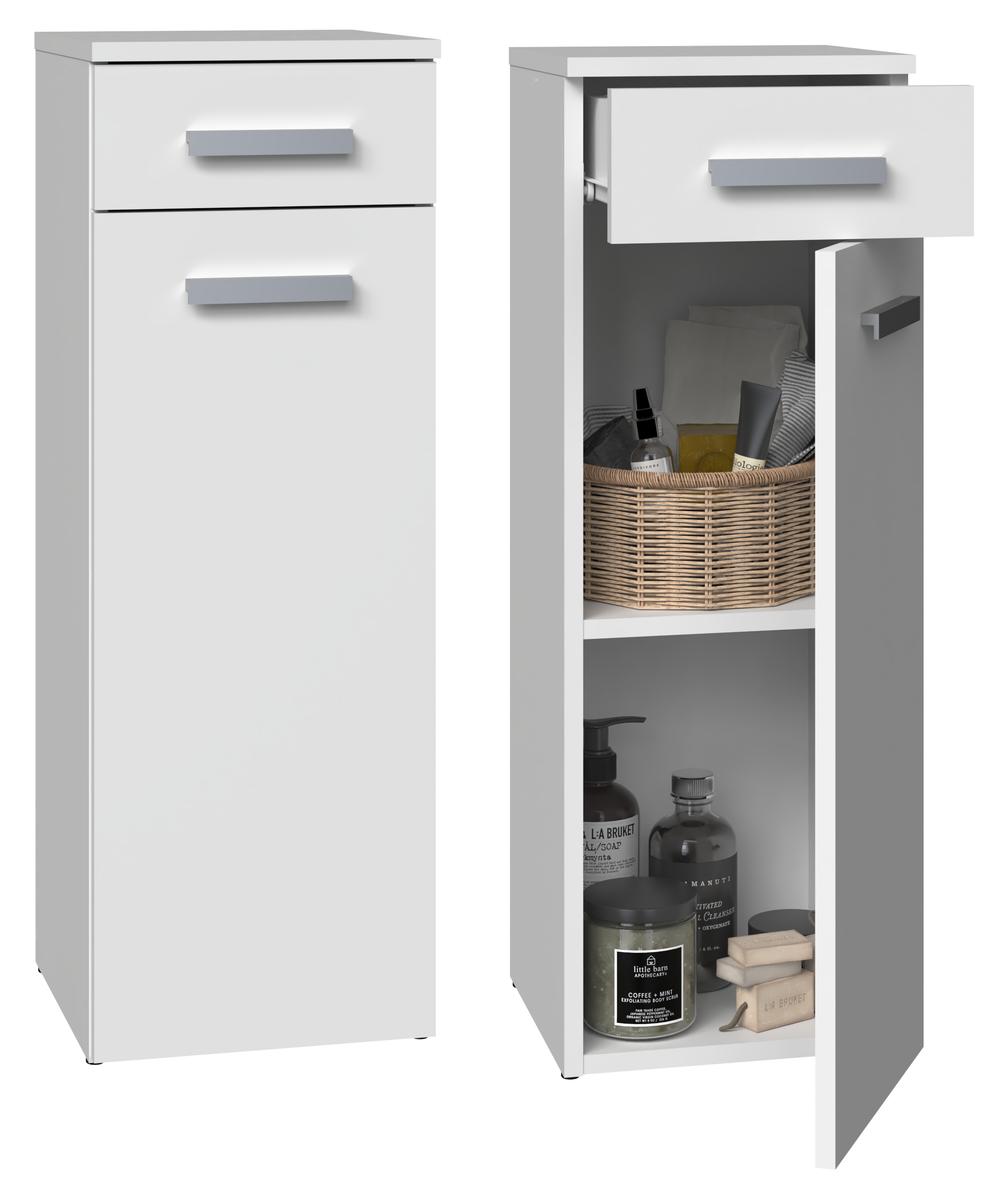 Szafka łazienkowa NEL V DS 85x30x30 cm z szufladą i drzwiami do łazienki biały mat