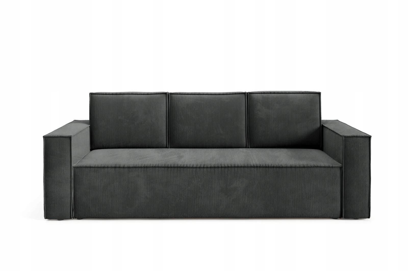 Kanapa 248x96x93 cm sofa z funkcją spania automat i pojemnik sztruks ciemnoszara do salonu