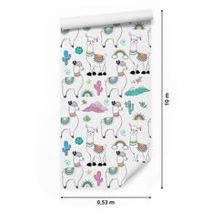 Tapeta do pokoju dziecka, lamy, kaktusy, góry  - Miniaturka zdjęcia nr 2