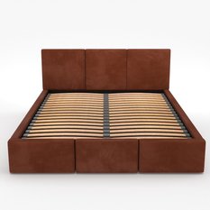 Łóżko tapicerowane do sypialni 180x200x88 cm podwójne z pojemnikiem modne miodowe - Miniaturka zdjęcia nr 13